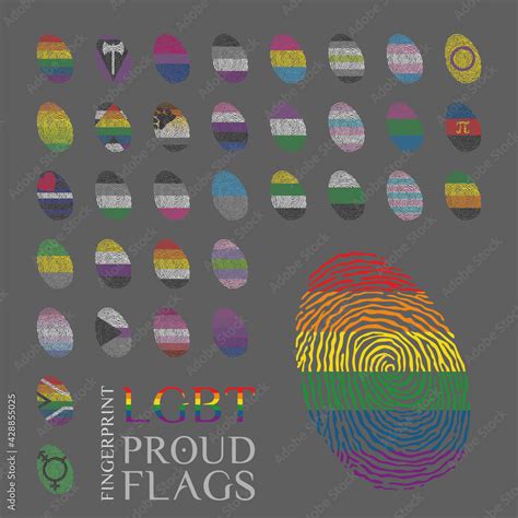 Set Of 34 Fingerprints With The Lgbt Sexual And Gender Tendencies