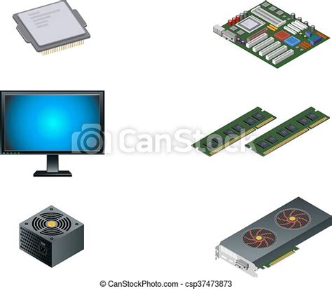 Six Computer Parts Vector Illustration Of A Six Computer Parts Canstock