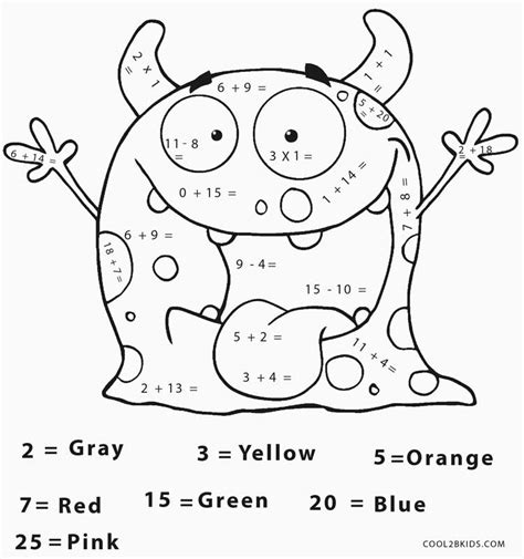 Halloween Math Color By Number Addition Sketch Coloring Page