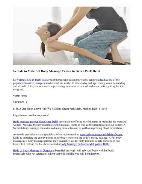 Female To Male Full Body Massage Center In Green Park Delhi By Liwellness01 Issuu