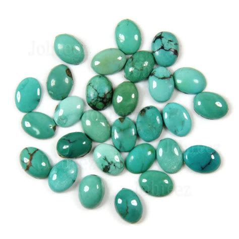 10 Pieces Lot Natural Turquoise Cabochon Oval Shape Flat Back Etsy