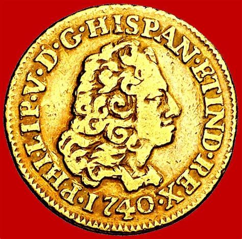 Spain Felipe V 17001746 1 Escudo Gold Coin Madrid 1740 Jf