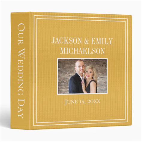 Personalized Yellow White Photo Wedding Album 3 Ring Binder Zazzle