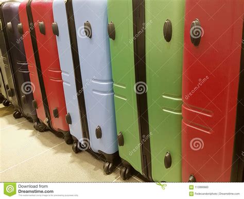 Colorful Suitcases On Display In A Shop Stock Photo Image Of Isolated