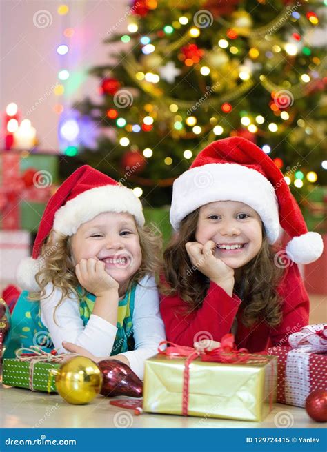 Little Girls In Christmas Stock Image Image Of Baby 129724415