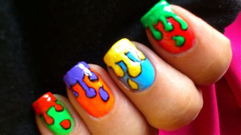 Dripping Paint Colorful Nail Art For Kids Youtube