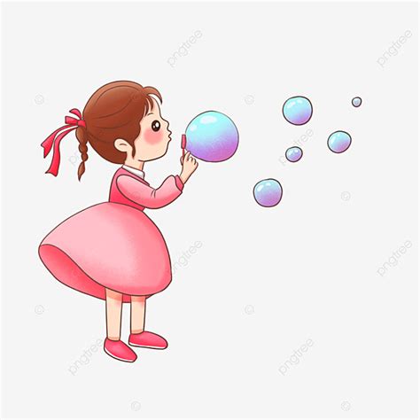 Blow Bubble Png Image Cartoon Vector Girl Blowing Bubbles Cartoon