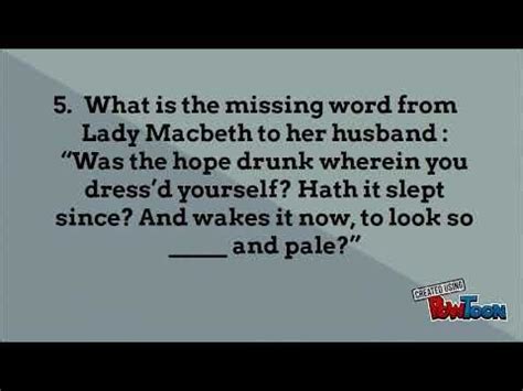Every masterpiece or a literary piece has unique quotations expressing universal themes. Macbeth Act 1 Scene 7 Quiz. Includes answers. Useful for a starter, plenary or revision activity ...