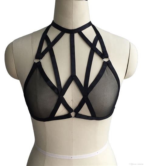 2018 Women Sexy Mesh Cup Bra Elastic Body Harness Black Cage Bralette Gothic Lingerie Underwear