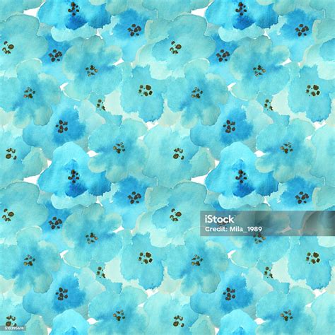 Seamless Pattern With Beautiful Watercolor Flowers Stock Illustration