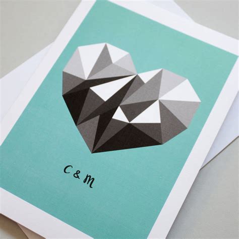 Geometric Heart Personalised Valentines Card By Ink Pudding