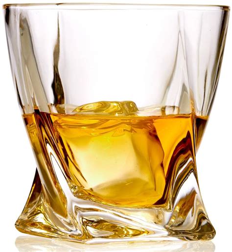 Set Of 6 Twist Whiskey Glass Lead Free Crystal Old Fashioned Glasses 10 Ounce Liqueur