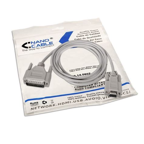 Cable Serie Null Modem Db9h Db25m 18 M Nanocable 10140802