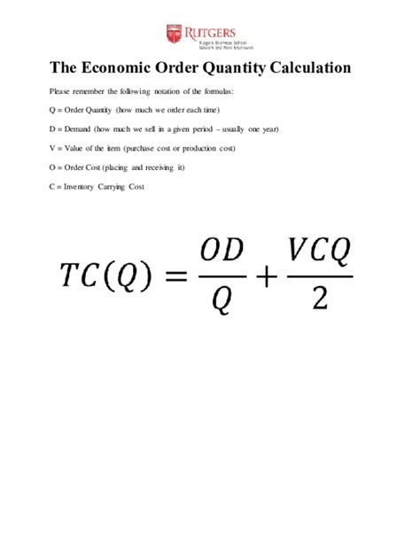(PDF) The Economic Order Quantity Calculation | Darshan M ...