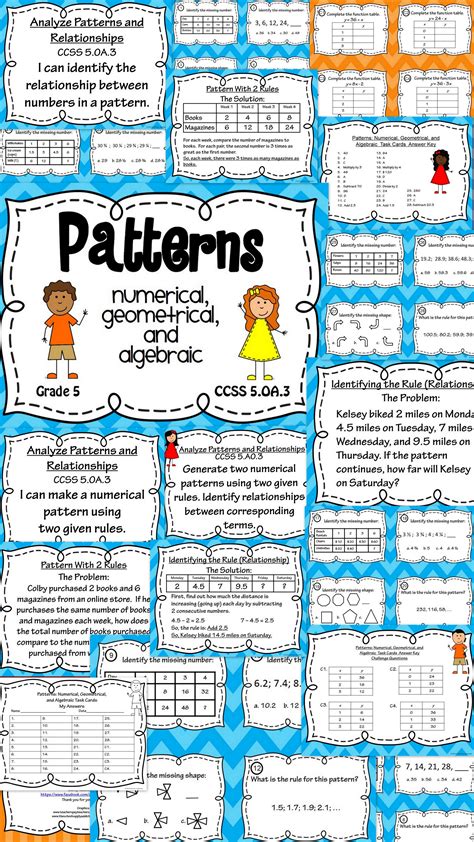 Patterns Numerical Algebraic And Geometrical Patterns Task Card And
