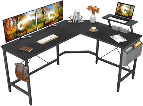 Buy Cubicubi L Shaped Computer Desk With Monitor Stand And Storage Bag