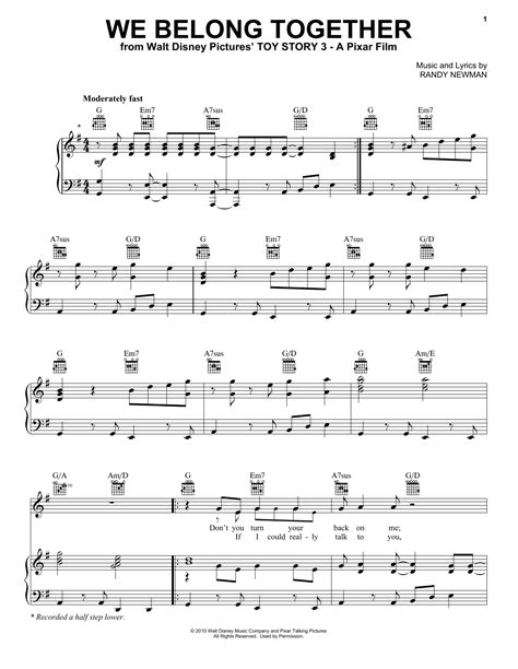 We Belong Together Sheet Music By Randy Newman Piano Vocal And Guitar
