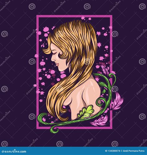 Naked Girl Flower Vector Illustration Stock Vector Illustration Of