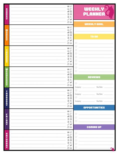 Cute Weekly Calendar Worksheet Template Weekly Planner Template