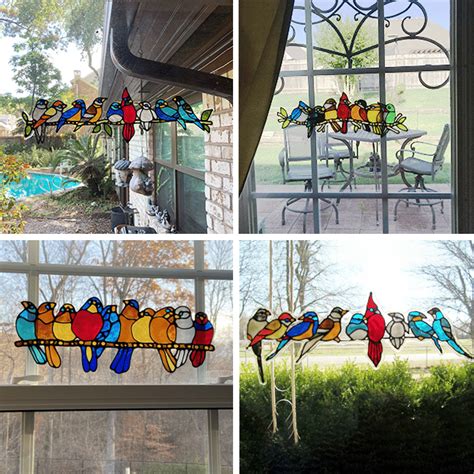 Birds Variety Stained Glass Window Cling