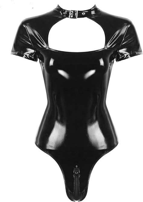 yqhwlkj womens catsuit sexy zipper open bodysuit ladies erotic club pole dance leotard body suit