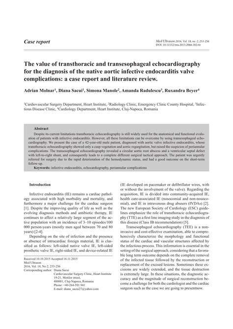 Pdf The Value Of Transthoracic And Transesophageal Echocardiography