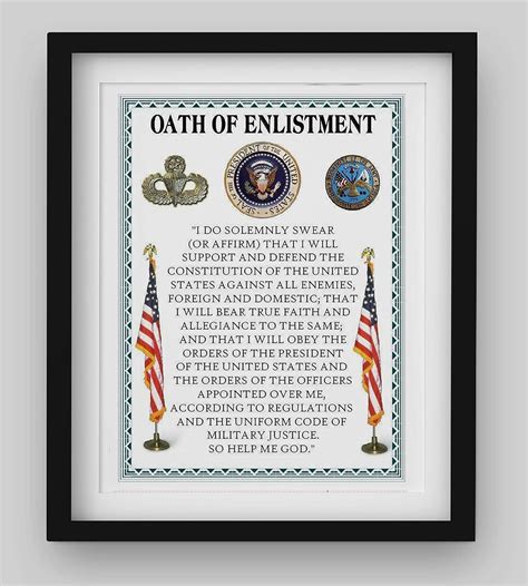 Oath Of Enlistment U S Military Wall Art 8 X 10 I