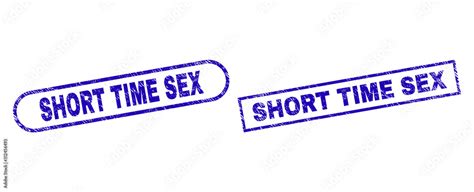 Blue Rectangle And Rounded Short Time Sex Seal Flat Vector Scratched