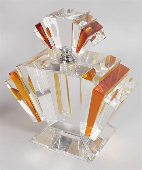 Superb Art Deco Amber And Clear Glass Large Scent Bottle Prob Bohemian Arte Em Vidro Vidro