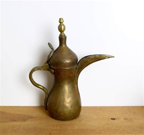 Vintage Antique Brass Turkish Arabic Dallah Coffee Pot Agrohort