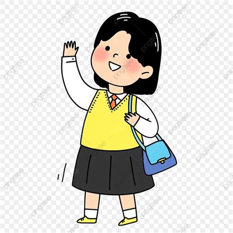 Say Hello Clipart Hd Png Girl Students Say Hello Blue Cartoon Picture