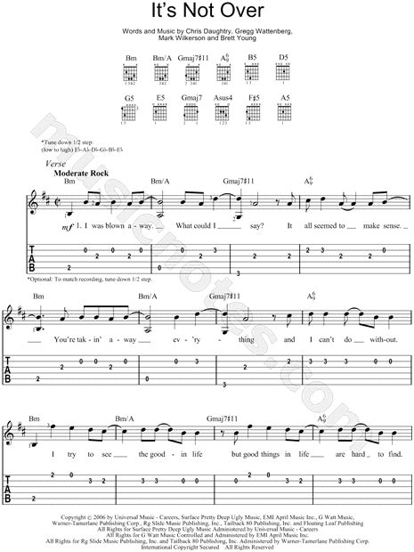 Daughtry Its Not Over Guitar Tab In B Minor Download And Print Sku