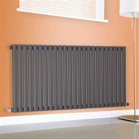 Anthracite Designer Oval Column Panel Radiators Central Heating Single