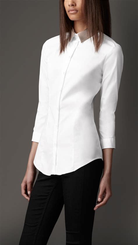 Lyst Burberry Detachable Contrast Collar Shirt In White