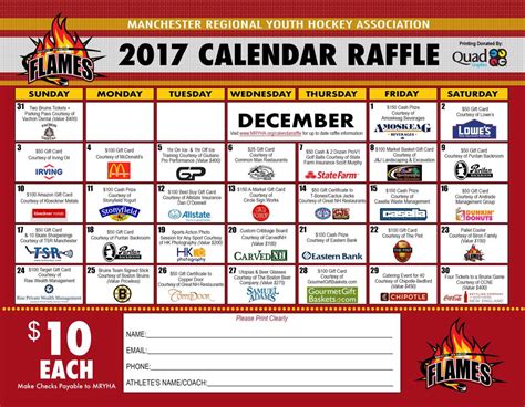 Calendar Raffle Fundraiser