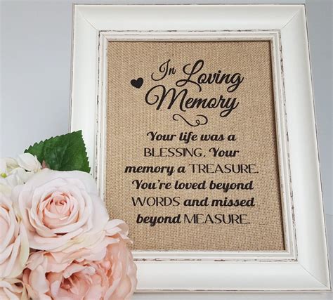 In Loving Memory Wedding Sign Wedding Remembrance Memory Etsy
