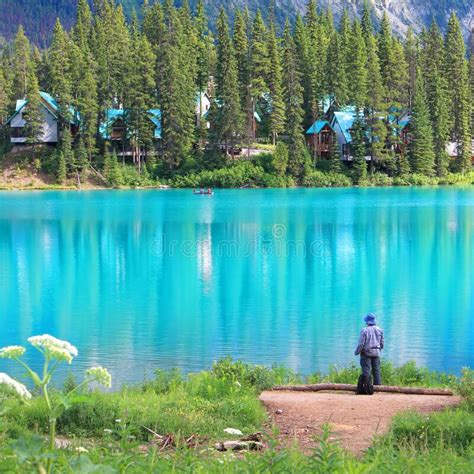 Emerald Lake And Rocky Mountains Stock Image Image Of Beautiful