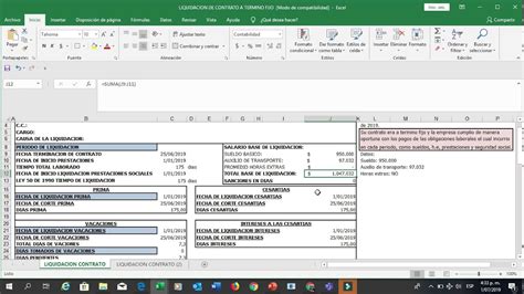 Formula Para Calcular Liquidacion Laboral En Excel Colombia Company