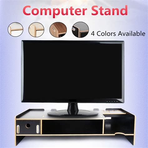 Wooden Monitor Stand Desktop Lcd Led Pc Monitor Tv Riser Organizer