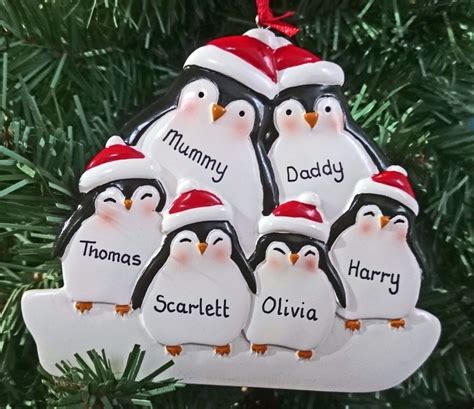£8.99 GBP  Personalised Xmas Penguin Family Christmas Tree Decoration
