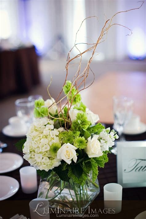 Green And White Floral Centerpiece Black Tablecloth