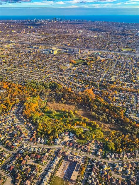 Fall In The City Toronto Canada Suburb Aerial View Of A Colorful