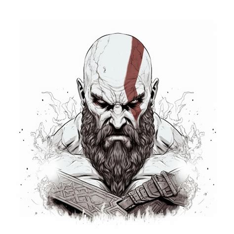 Premium Ai Image Kratos Unleashed God Of War Ragnarok Intricate Line