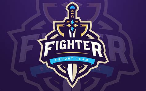 Professional Fighter Esports Logo Template With Sword For Game Team Or