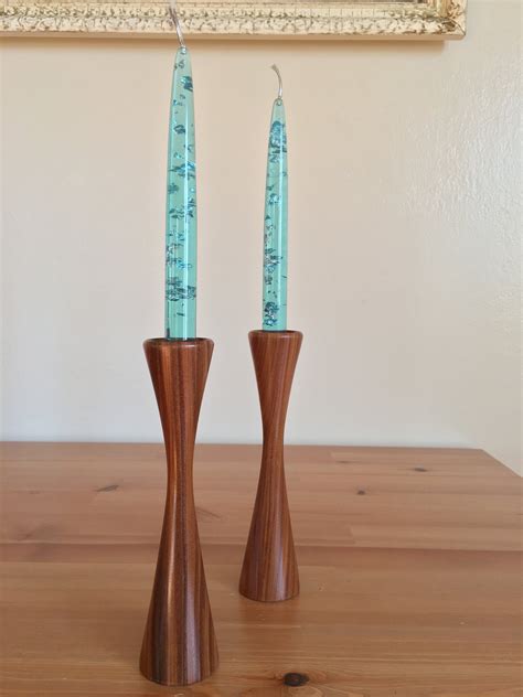Set Of 2 Pair Of Sparkling Midcentury Flameless Decor Lucite Or