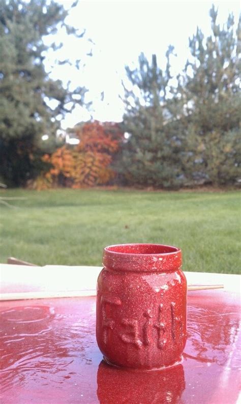 Hot Glue To Glass Then Spray Paint Mason Jars Fall Decor Mason Jar Mug