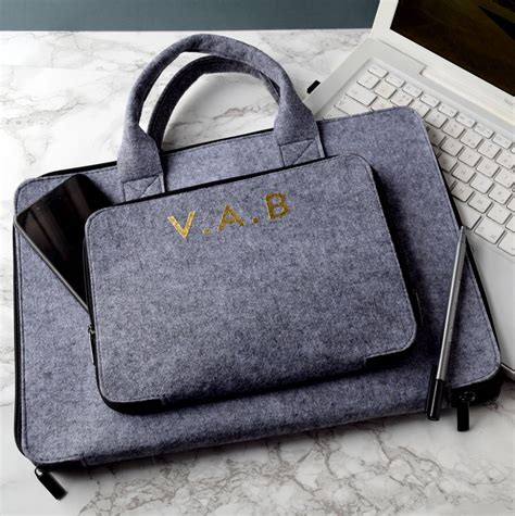 Personalised Grey Laptoptablet Briefcase By The Alphabet T Shop