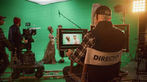 Director Shooting Period Film Green Screen Cgi Scene With Actors