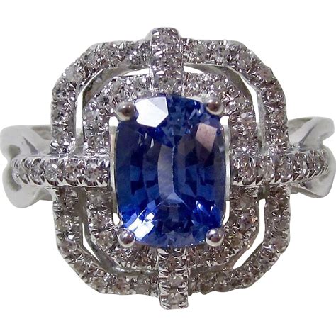 Natural Ceylon Sapphire And Diamond Estate Engagement Wedding Birthstone