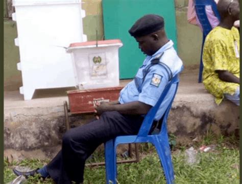 Ekiti Election Policeman Sleeps Off While Watching Over Ballot Box Naija News